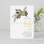 Wintergroene Baby Shower Folie Uitnodiging (Staand Voorkant)