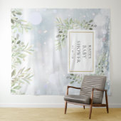 Wintergroene baby shower fotohokje achtergrond wandkleed (In Situ (horizontaal))