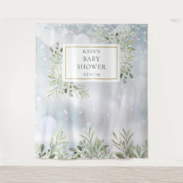Wintergroene baby shower fotohokje achtergrond wandkleed