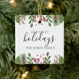 Wintergroene blad Foto Keramisch Ornament