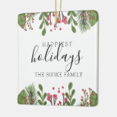 Wintergroene blad Foto Keramisch Ornament (Links)