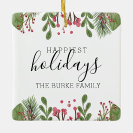Wintergroene blad Foto Keramisch Ornament