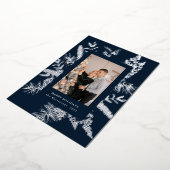 wintergroene bladeren elegante fotokaart folie uitnodiging (Gedraaid)