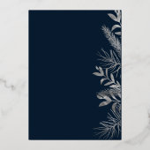 wintergroene bladeren elegante fotokaart folie uitnodiging (Achterkant)