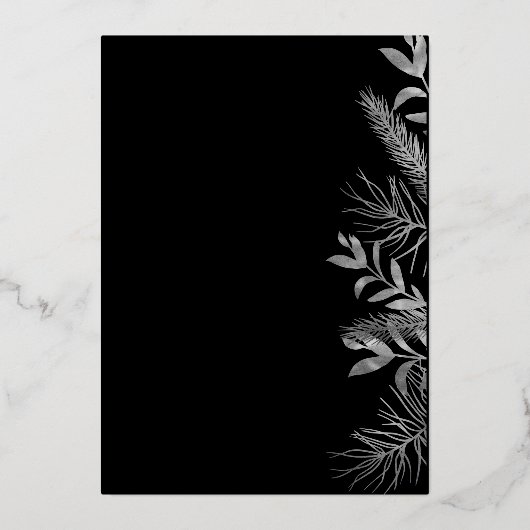 wintergroene bladeren elegante fotokaart folie uitnodiging (Achterkant)