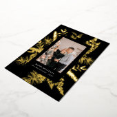 wintergroene bladeren elegante fotokaart folie uitnodiging (Gedraaid)