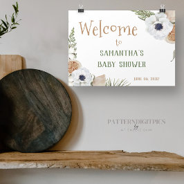 Wintergroene bloemen- dennenbaby shower welkom spandoek