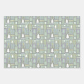 Wintergroene bomen Snowflakes pasta Modern Inpakpapier Vel (Voorkant)