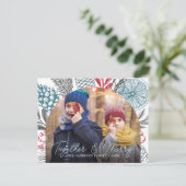 Wintergroene Boog Frame Foto Feestdagenkaart (Staand voorkant)