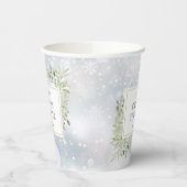 Wintergroene Bruiloftsborrel Papieren Bekers (Links)