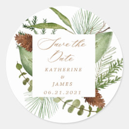 wintergroene elegant behalve datum ronde sticker