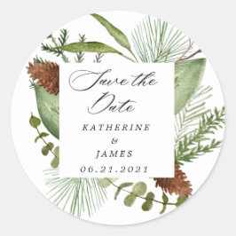 wintergroene elegant behalve datum ronde sticker