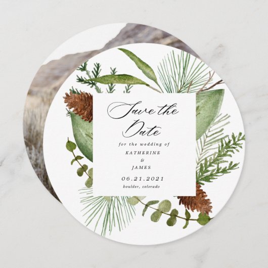 wintergroene elegant behalve de datumfoto kaart (Voorkant / Achterkant)