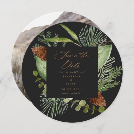 wintergroene elegant behalve de datumfoto kaart (Voorkant / Achterkant)