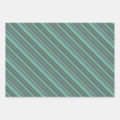 Wintergroene en grijze strepen op Waterverf papier Inpakpapier Vel (Voorkant 3)