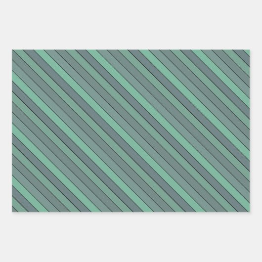 Wintergroene en grijze strepen op Waterverf papier Inpakpapier Vel (Voorkant 2)