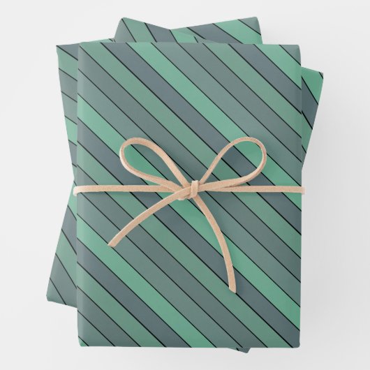 Wintergroene en grijze strepen op Waterverf papier Inpakpapier Vel (In situ)
