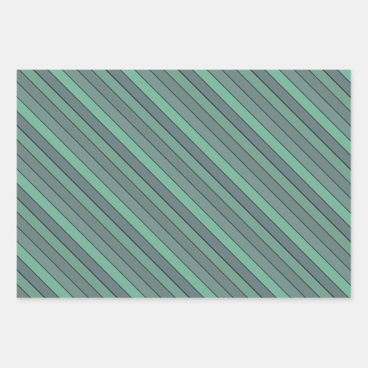 Wintergroene en grijze strepen op Waterverf papier Inpakpapier Vel (Voorkant)