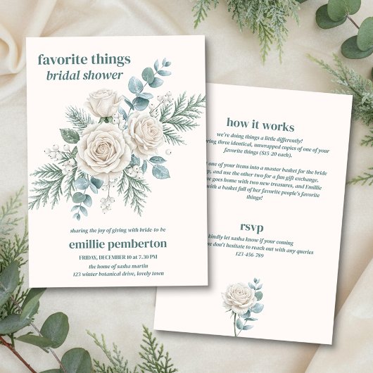 Wintergroene Favoriete Dingen Bruiloft Feest Kaart