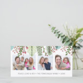 Wintergroene Fotocollage Feestdagenkaart (Staand voorkant)