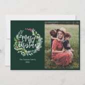 wintergroene fotokerstkaart feestdagenkaart (Voorkant)