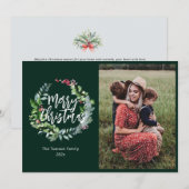 wintergroene fotokerstkaart feestdagenkaart (Voorkant / Achterkant)