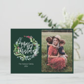 wintergroene fotokerstkaart feestdagenkaart (Staand voorkant)