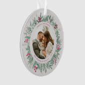 Wintergroene Kerst Foto Krans Ornament (voorkant)