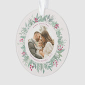 Wintergroene Kerst Foto Krans Ornament (voorkant)