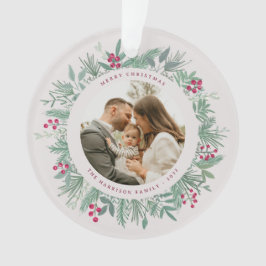 Wintergroene Kerst Foto Krans Ornament