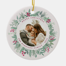Wintergroene Kerst Foto Krans Ornament