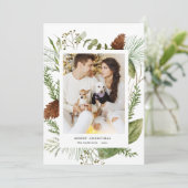 wintergroene kerst - fotokaart voor kerst feestdagenkaart (Staand voorkant)