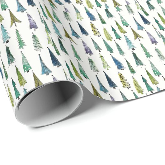Wintergroene Kerstbomen Cadeaupapier (Rol Hoek)
