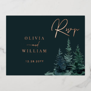 Wintergroene Kerstbomen Vrije Groene RSVP Folie Uitnodiging Briefkaart