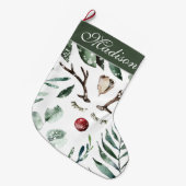 Wintergroene Kerstrendieren | Monogram Grote Kerstsok (Voorkant (Hangend))