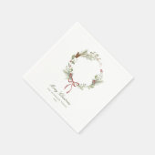 Wintergroene krans rode strik servet (Hoek)