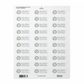 Wintergroene monogram krans retouradres etiket (Full Sheet)
