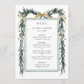Wintergroene slinger bruiloft goud & groen menu (Voorkant)