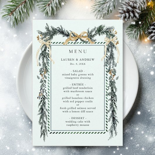 Wintergroene slinger bruiloft mintgroen menu