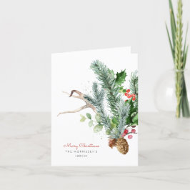 Wintergroene Watercolor Wenskaart Feestdagen Kaart