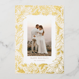 Wintergroenheid kader botanische folie kerstkaart feestdagenkaart