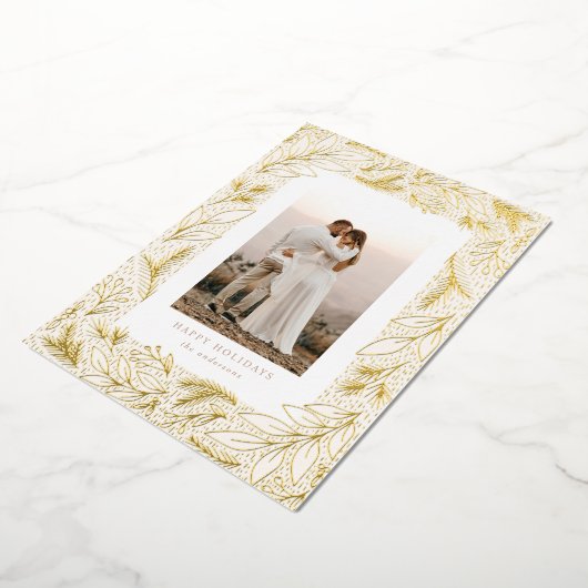Wintergroenheid kader Botanische Folie Kerstkaart Folie Feestdagenkaart (Gedraaid)