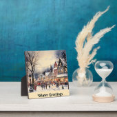 Wintergroeten, besneeuwde stadsstraat, fotoplaat (Insitu)