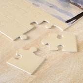 Wintergroeten, besneeuwde stadsstraat, legpuzzel (Zijkant)