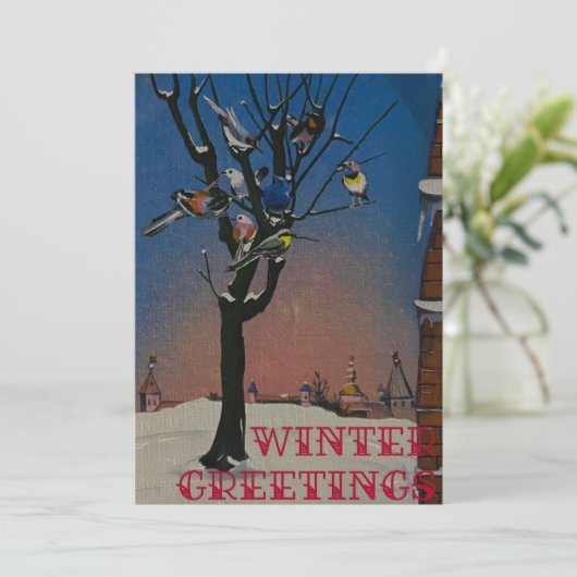 Wintergroeten kaart label stijl (Staand voorkant)