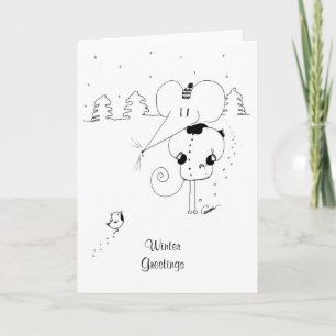 Wintergroeten Muis en Robin Kerst Kaart