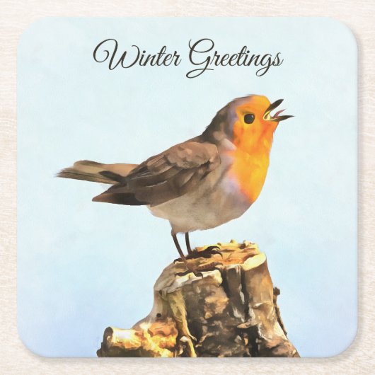 Wintergroeten. Robin zingt Kartonnen Onderzetters (Voorkant)
