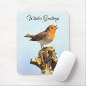 Wintergroeten. Robin zingt Muismat (Met muis)