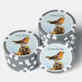 Wintergroeten. Roodborstje zingt Poker Chips (Opstapeling)