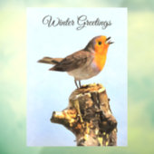 Wintergroeten. Roodborstje zingt Raamsticker (Vel 3)